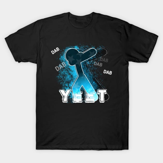 Yeet Dab - Dabbing Trendy Dance Emote Meme - Autumn Fall Kids Teens  - Stickman - Light Blue T-Shirt by MaystarUniverse